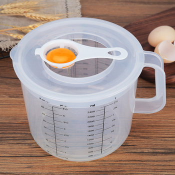 Kepimo matavimo puodelis, atsparus purslams, su skale, buitinis miltų maišymas su dangteliu, 2,5 l didelės talpos plastikinis kiaušinių indelis