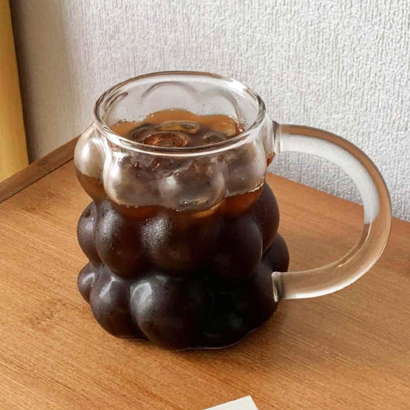 Stílusos szőlő alakú üveg, magas boroszilikát tartalmú üveg, vizespohárral, tejes reggelizőpohár, kávéspohár, tejes teapohár