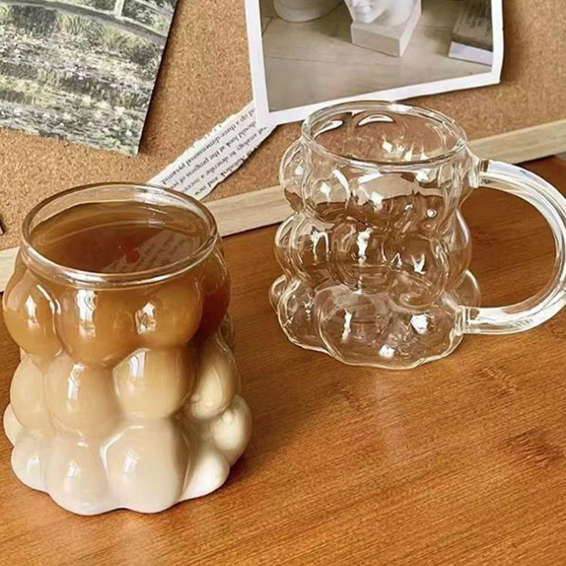 Ins-stiilis viinamarjakujuline klaas kõrge borosilikaatklaasist veekruusiga piimahommikusöögikruus kohvikruus piimateekruusiga