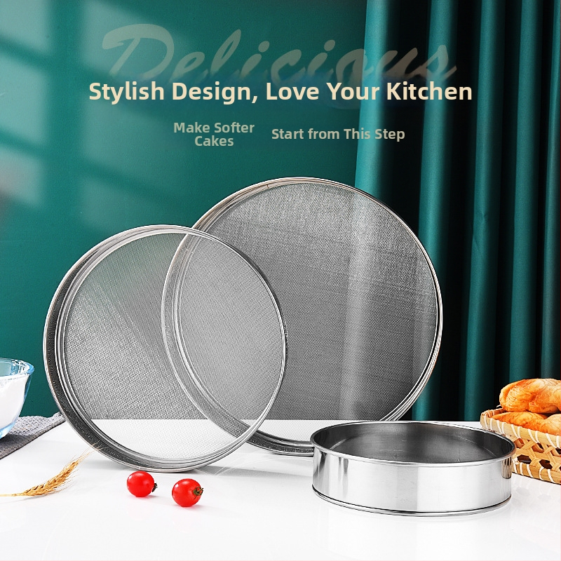 Инструменти за печене, сито за брашно от неръждаема стомана 304, ръчно кръгло филтърно сито, сито за фино брашно 40 mesh 60 mesh