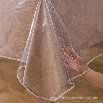 Läbipaistev plastlaudlina 100% veekindel kristallselge läbipaistev lauakaitsekate 0,13 mm lukuga servaga laudlina