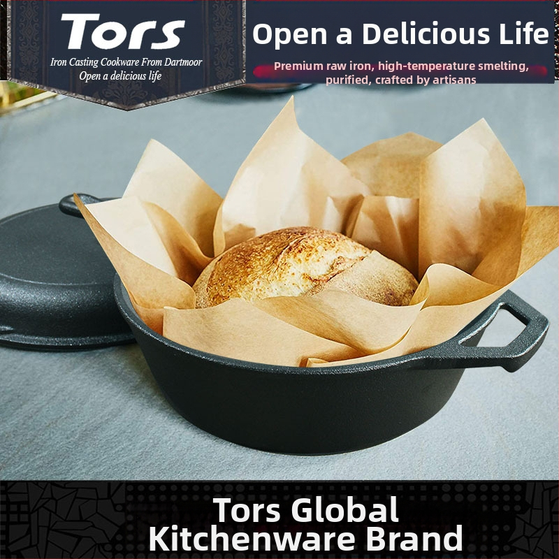 Tols Export Чугунен тиган с една дръжка и двойно предназначение, едноръкохватков, чист чугунен тиган за яхния, домакински, без покритие, капак за приготвяне на тиган