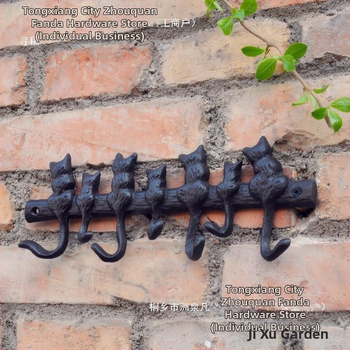 Europietiško stiliaus ketaus kabliukas 7 katėms dekoratyvinis sodo vilos kiemo sienos dekoratyvinis drabužių kabliukas Xiao Mao