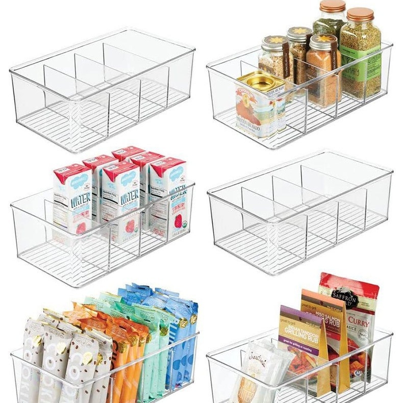 PET permatomų užkandžių kavos arbatos maišelių laikymo dėžė, sudedama iš stalo, šaldytuvo laikymo dėžė