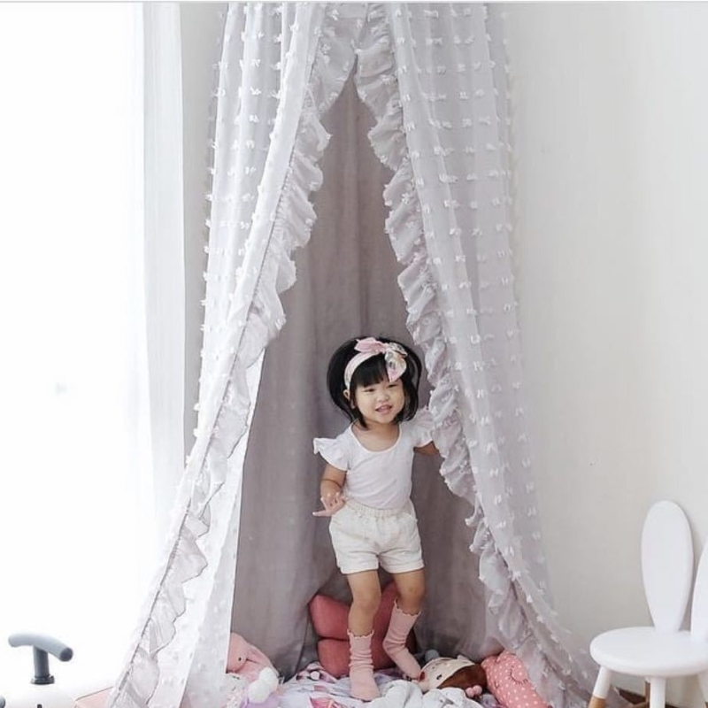 Ins Kidsren`s Home uus pitsist flokeeritud beebivoodi kardin šifoonist sääsevõrgust mängumaja telk