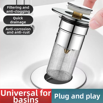 Νιπτήρας μπάνιου με φίλτρο γενικής χρήσης, τάπα διαρροής, συρτάρι νερού, ανθεκτικό στα έντομα, ανθεκτικό στις οσμές, πυρήνας φίλτρου κατά του μπλοκαρίσματος