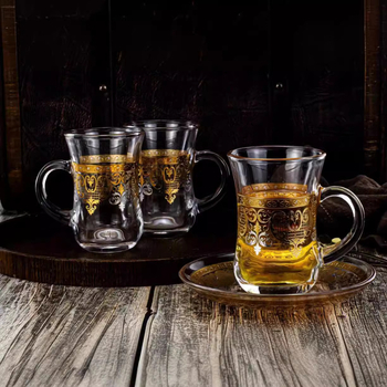 Нова креативна прозрачна стъклена чаша, чаша за чай Gongfu, стъклена чаша с бронзиращо релефно цвете, стъклена чаша за кафе, чаша за вино