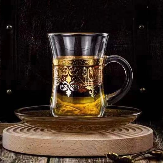 Нова креативна прозрачна стъклена чаша, чаша за чай Gongfu, стъклена чаша с бронзиращо релефно цвете, стъклена чаша за кафе, чаша за вино