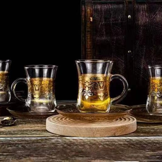 Нова креативна прозрачна стъклена чаша, чаша за чай Gongfu, стъклена чаша с бронзиращо релефно цвете, стъклена чаша за кафе, чаша за вино