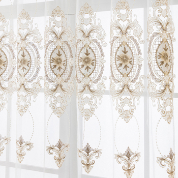 „Amazon“ tarpvalstybinė el. prekyba, tiesioginis pristatymas, europietiško stiliaus siuvinėtos užuolaidos svetainei, izoliacijai ir nuo saulės, šviesios, prabangios, paprastos siuvinėtos marlės užuolaidos.