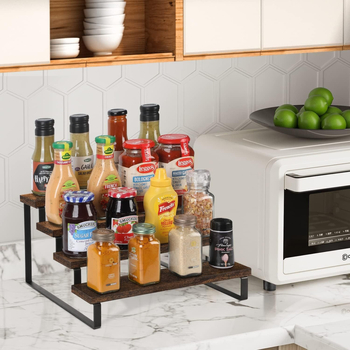 Дървена домакинска кухненска многослойна стойка за съхранение на подправки, спалня, настолен шкаф за козметика, кутия за кукли