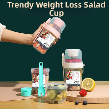 Piiriülene kahekihiline kaasaskantav salatitops tööle minekuks köögiviljad rasva vähendamine kerge tass puuviljad kaerahelbepuder jogurt hommikusöök