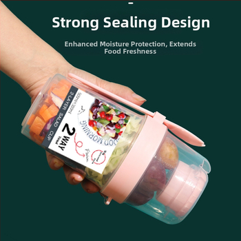 Piiriülene kahekihiline kaasaskantav salatitops tööle minekuks köögiviljad rasva vähendamine kerge tass puuviljad kaerahelbepuder jogurt hommikusöök