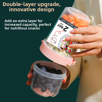 Piiriülene kahekihiline kaasaskantav salatitops tööle minekuks köögiviljad rasva vähendamine kerge tass puuviljad kaerahelbepuder jogurt hommikusöök