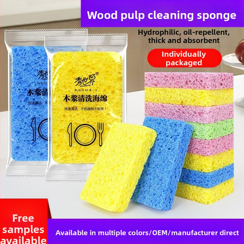 Határokon átnyúló fapép szivacsmosó tisztító varázslatos alátét vastagított fapép pamut mosó szivacs nedvszívó mosó kendő