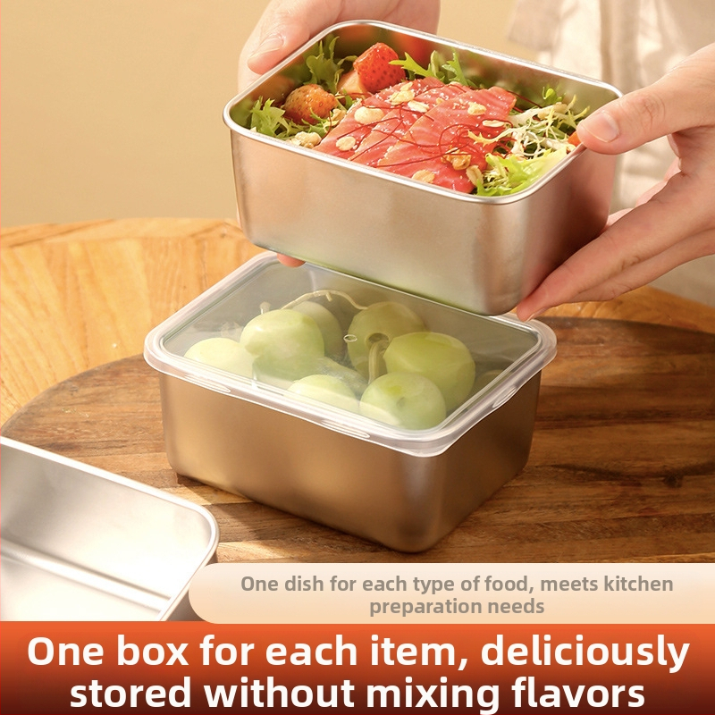 Malá obedárová krabička z nehrdzavejúcej ocele s vekom, box na balenie potravín, horúci hrniec s hrncom na zeleninu, prehĺbením priehradky na zeleninu, štvorcová vonkajšia krabička na prípravu jedla