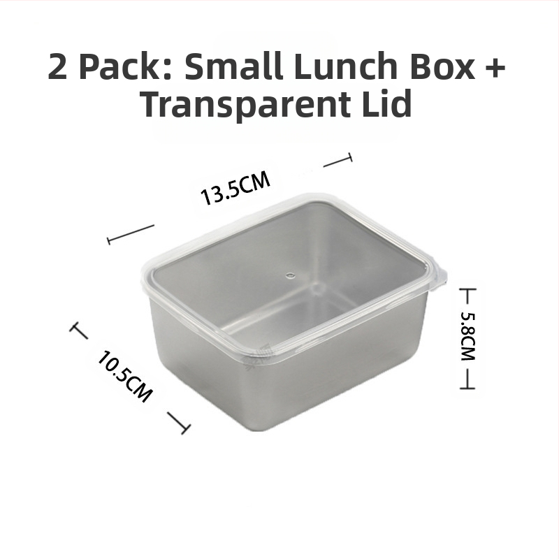 Malá obedárová krabička z nehrdzavejúcej ocele s vekom, box na balenie potravín, horúci hrniec s hrncom na zeleninu, prehĺbením priehradky na zeleninu, štvorcová vonkajšia krabička na prípravu jedla