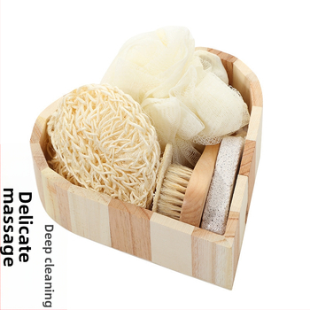 Didelis meilės vonios rinkinys, sizalio šepetys, „Luffa Slice“ veido šepetys, šlifavimo pėdų akmens vonia, gėlių vonia, penkių dalių vonios reikmenys