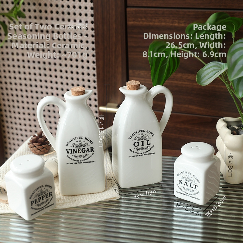 zakka toidukaupade valge Jaapani stiilis keraamiline õlipudel maitseainepudel neljaosaline köögitarbed