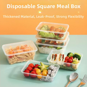 Vienkartinė pietų dėžutė, sutirštinta pakuotė, stačiakampė apvali dubenėlė, plastikinė pietų dėžutė, greitas maistas su dangteliu, iškylos šildymas