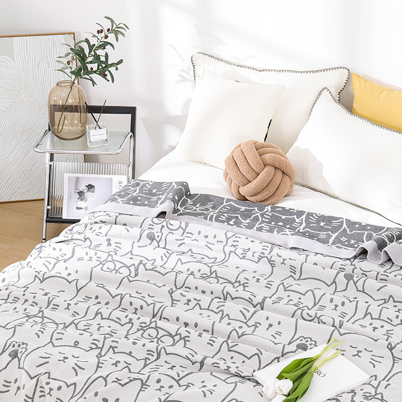 Vasarinė grynos medvilnės marlės rankšluosčių antklodė Vasarinė dvigubo snukio antklodė Suaugusiems Plona grynos medvilnės oro kondicionavimo antklodė Vasarinė antklodė Plona užvalkalo antklodė