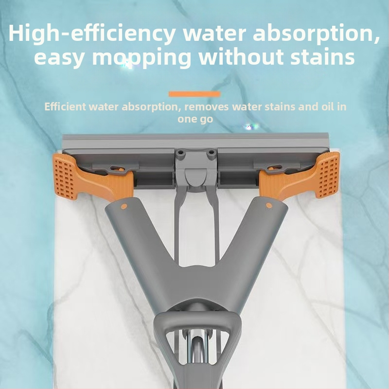 Гумен памучен моп за под, моп за миене без ръце, гъбен моп за домакинство, еднократно почистване, нов 2024, абсорбиращ вода, сгъваем, мързелив моп