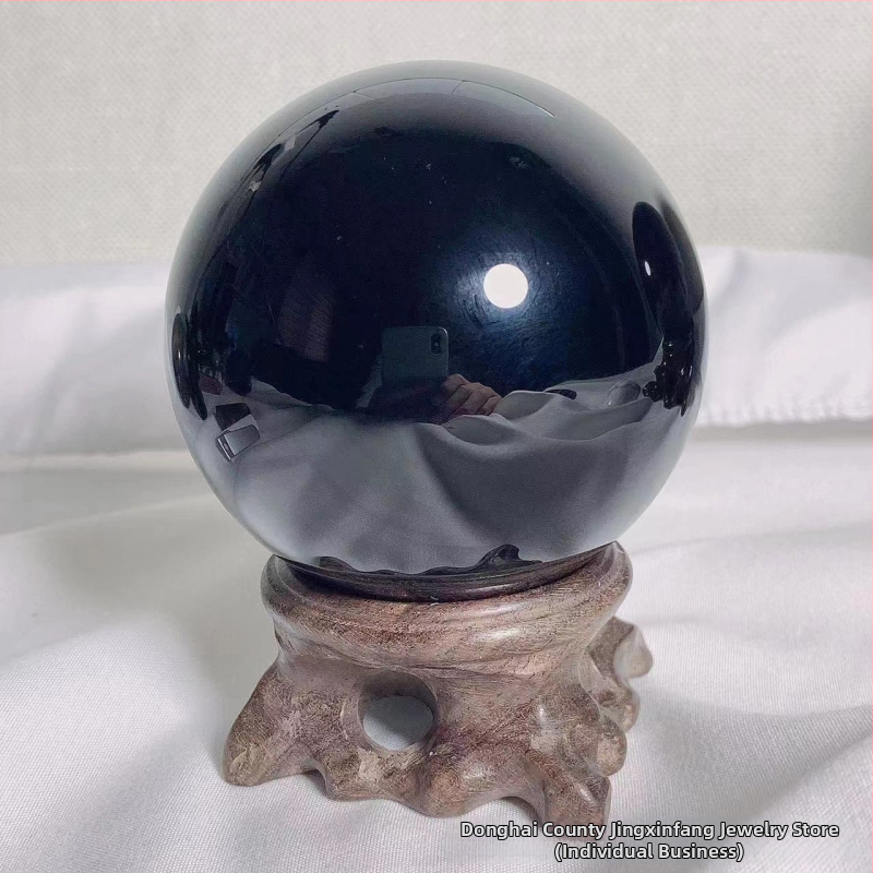 Фабрика директно от естествен обсидиан орнаменти оригинален камък полиран черен кристален кълбо кристална фабрика на едро специална оферта за външна търговия