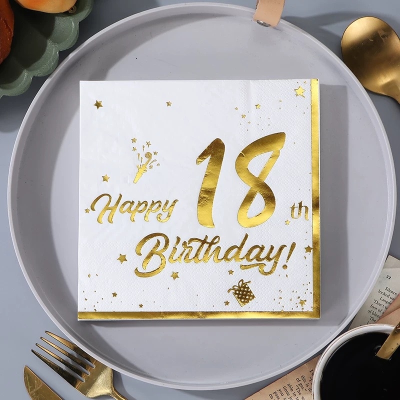 Фабрика директно бронзираща салфетка за рожден ден, костюм за рожден ден, цветна хартия за еднократна употреба, търговска хартиена кърпа на едро