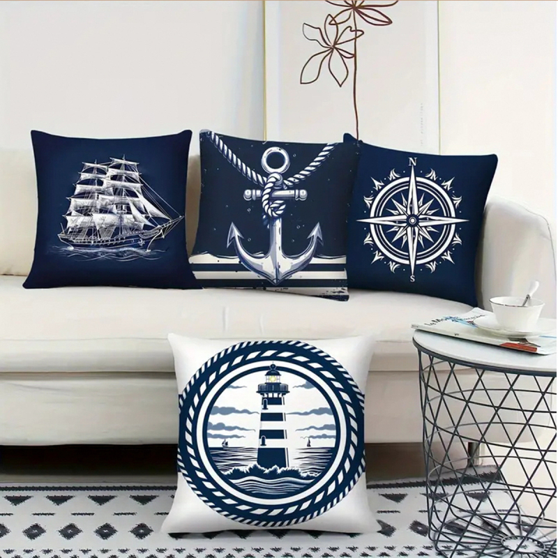Трансгранични нови ленени калъфки за възглавници с елегантни моряшки стил, доставят на едро калъфки за възглавници за домашен диван