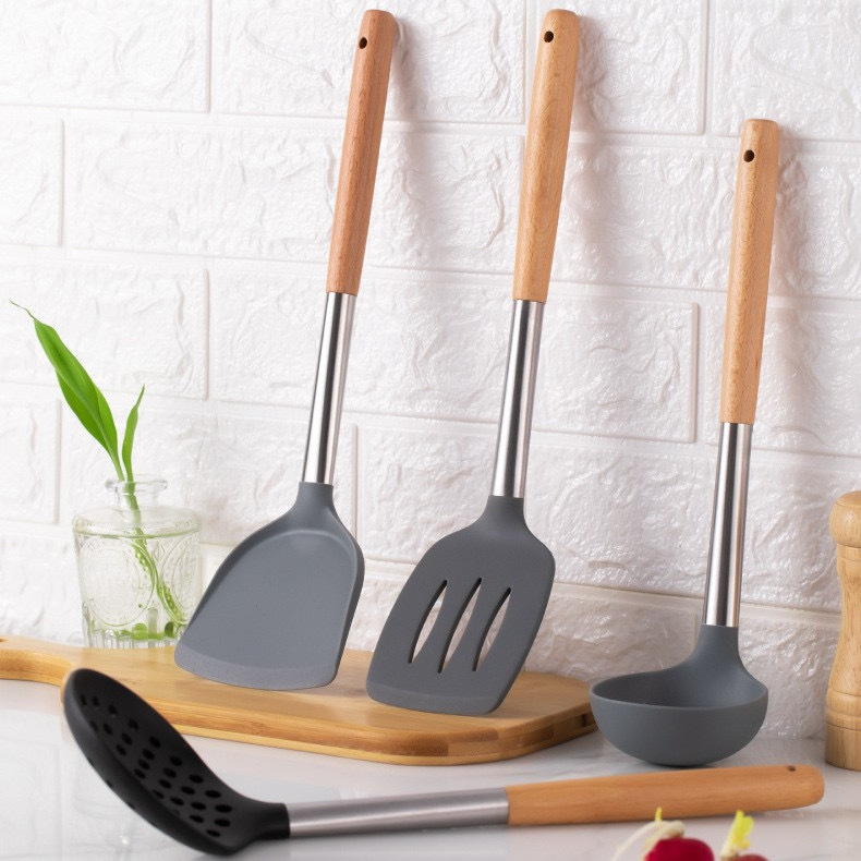 Maistinio silikono mentelė nepridegančiai keptuvei, speciali kepimo mentelė, buitinių virtuvės reikmenų rinkinys, atsparus aukštai temperatūrai, nesužeidžiama keptuvė