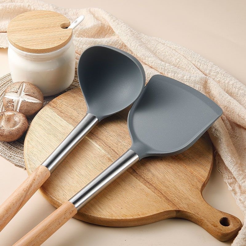 Maistinio silikono mentelė nepridegančiai keptuvei, speciali kepimo mentelė, buitinių virtuvės reikmenų rinkinys, atsparus aukštai temperatūrai, nesužeidžiama keptuvė