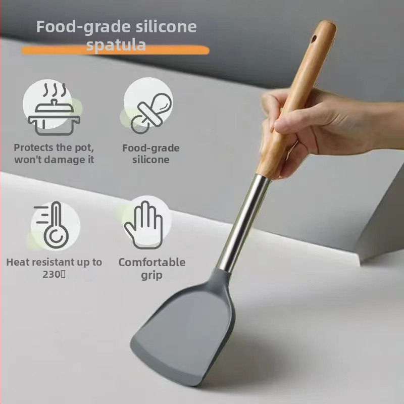 Maistinio silikono mentelė nepridegančiai keptuvei, speciali kepimo mentelė, buitinių virtuvės reikmenų rinkinys, atsparus aukštai temperatūrai, nesužeidžiama keptuvė