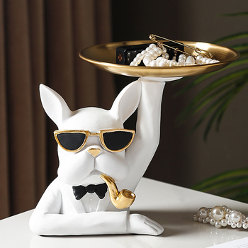 Šiaurės šalių stiliaus šunų kovų dvigubo padėklo dekoravimas namų svetainei, įėjimui, raktų laikymo dervos dirbiniai