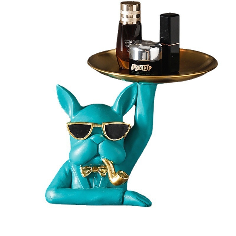 Šiaurės šalių stiliaus šunų kovų dvigubo padėklo dekoravimas namų svetainei, įėjimui, raktų laikymo dervos dirbiniai