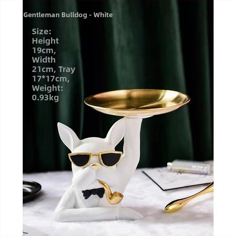 Šiaurės šalių stiliaus šunų kovų dvigubo padėklo dekoravimas namų svetainei, įėjimui, raktų laikymo dervos dirbiniai