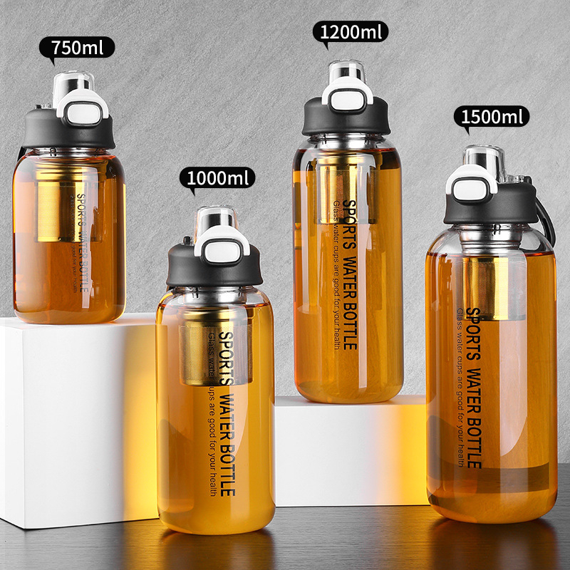 Vizespohár diákoknak Nagy színértékű, nagy kapacitású üveg férfiaknak és nőknek Nyári, nagy színértékű vizespohár hordozható, magas hőmérsékletnek ellenálló teáspohár