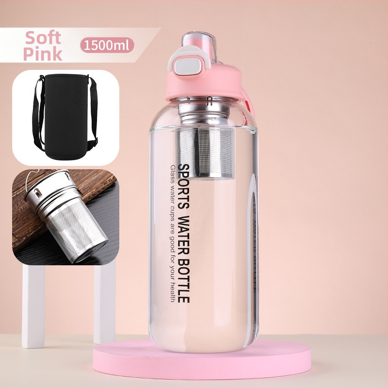 Vizespohár diákoknak Nagy színértékű, nagy kapacitású üveg férfiaknak és nőknek Nyári, nagy színértékű vizespohár hordozható, magas hőmérsékletnek ellenálló teáspohár