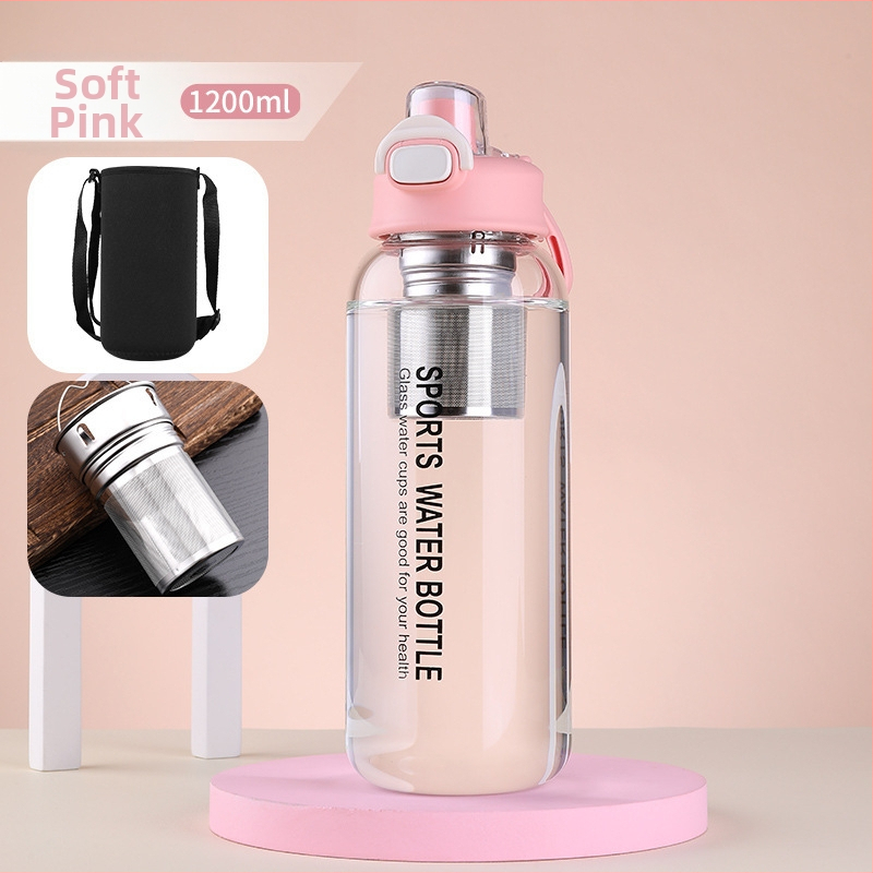 Vizespohár diákoknak Nagy színértékű, nagy kapacitású üveg férfiaknak és nőknek Nyári, nagy színértékű vizespohár hordozható, magas hőmérsékletnek ellenálló teáspohár