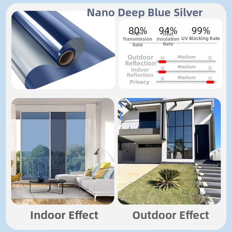 Αντηλιακή μεμβράνη θερμομόνωσης, αυτοκόλλητο γυαλιού παραθύρου, αντιηλιακή, σκίαση μπαλκονιού, μονόδρομη μεμβράνη προστασίας από τον ήλιο