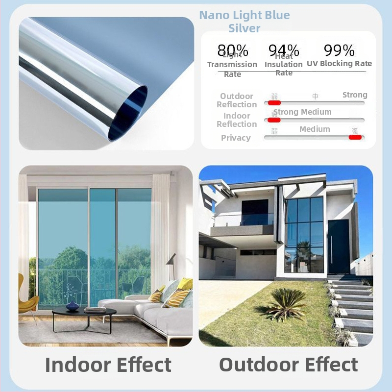 Αντηλιακή μεμβράνη θερμομόνωσης, αυτοκόλλητο γυαλιού παραθύρου, αντιηλιακή, σκίαση μπαλκονιού, μονόδρομη μεμβράνη προστασίας από τον ήλιο