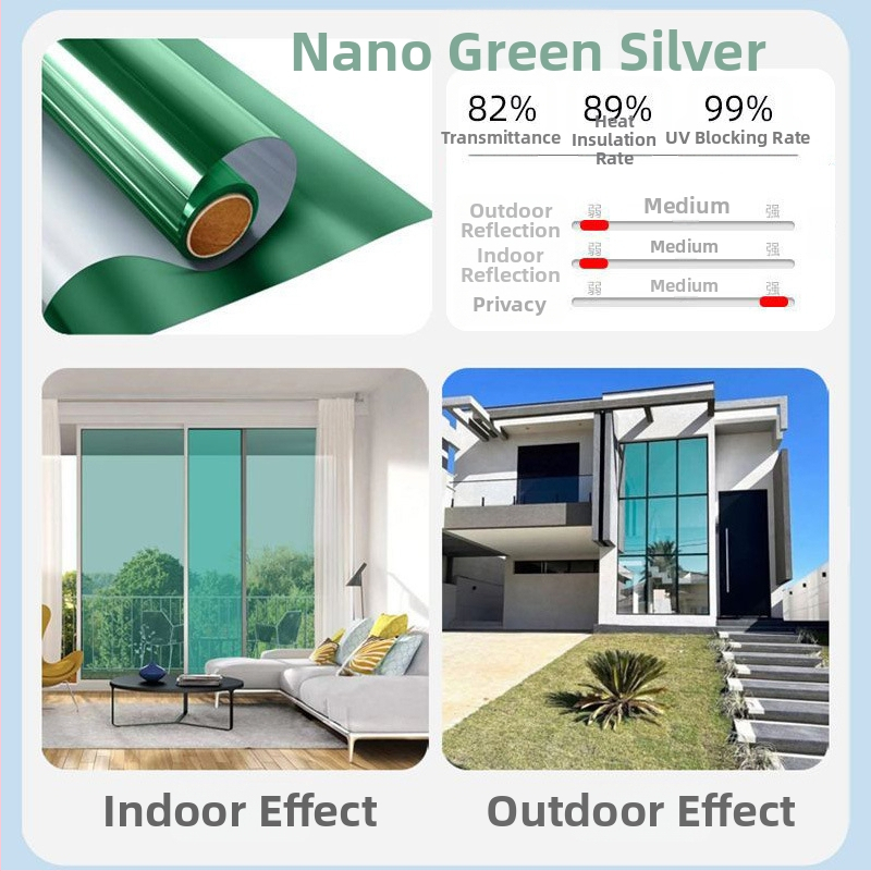 Αντηλιακή μεμβράνη θερμομόνωσης, αυτοκόλλητο γυαλιού παραθύρου, αντιηλιακή, σκίαση μπαλκονιού, μονόδρομη μεμβράνη προστασίας από τον ήλιο