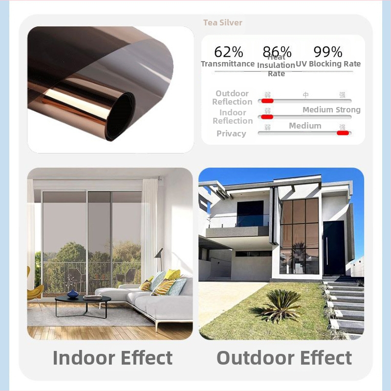 Αντηλιακή μεμβράνη θερμομόνωσης, αυτοκόλλητο γυαλιού παραθύρου, αντιηλιακή, σκίαση μπαλκονιού, μονόδρομη μεμβράνη προστασίας από τον ήλιο