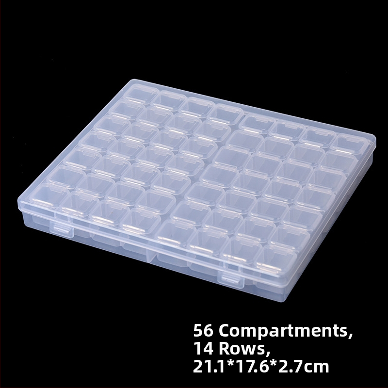 56 skyrių PP nagų lako dėžutė, 28 mažų daiktų laikymo dėžutė su dangteliu, skyriais suskirstyta dalių dėžutė, didmeninė permatoma laikymo dėžutė