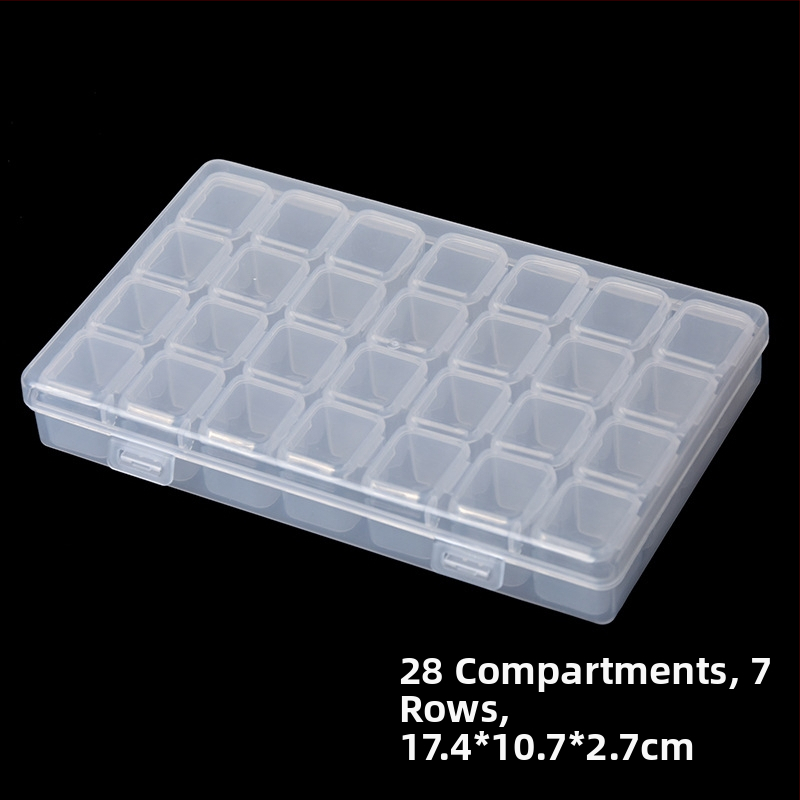 56 skyrių PP nagų lako dėžutė, 28 mažų daiktų laikymo dėžutė su dangteliu, skyriais suskirstyta dalių dėžutė, didmeninė permatoma laikymo dėžutė