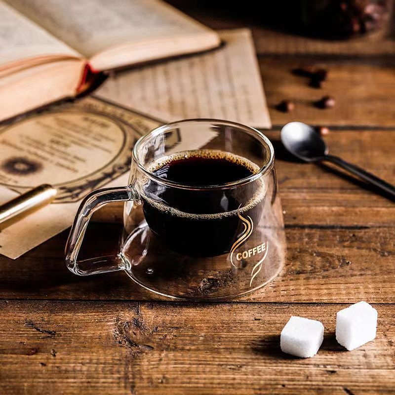 Kahekihiline kohvitass sangaga tass kohvitass cappuccino hommikusöögitass kruus kohviklaas sangaga