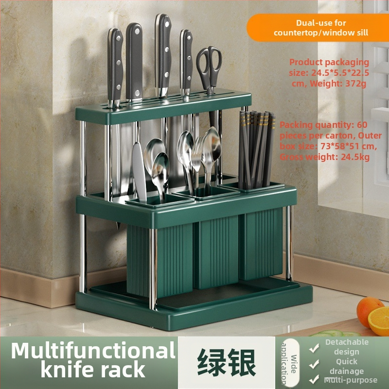 Populaarne noahoidja, söögipulkade toru, multifunktsionaalne köögiriiul, nugade ja kahvlite hoiuriiul