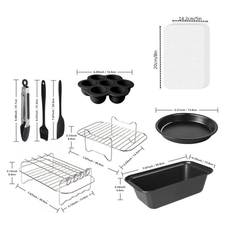 Õhufritüüri tarvikud 9 tk ristkülikukujuline grillirest tusi kast sobib kahekordse poti seeria toodetele piiriüleselt Amazonist