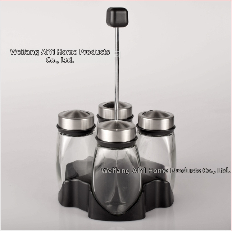 Virtuvės reikmenys Stiklinis prieskonių butelis Besisukantis rinkinys Nerūdijančio plieno prieskonių indelis Prieskonių indelis Prieskonių butelių stovas Prieskonių dėžutė