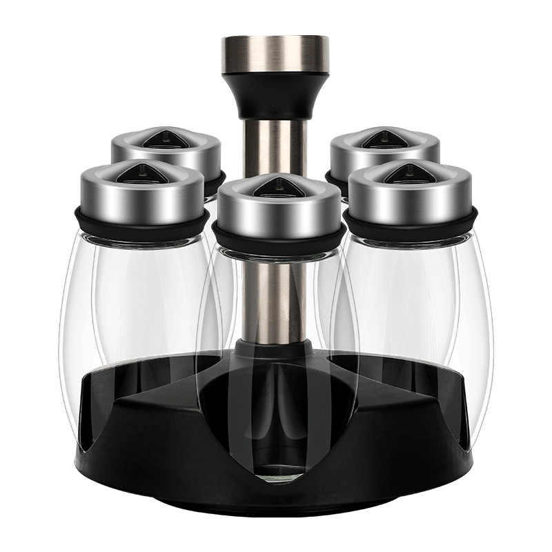 Virtuvės reikmenys Stiklinis prieskonių butelis Besisukantis rinkinys Nerūdijančio plieno prieskonių indelis Prieskonių indelis Prieskonių butelių stovas Prieskonių dėžutė