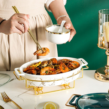 Σκανδιναβικό στυλ οβάλ κεραμικό δοχείο σούπας οικιακής χρήσης επιτραπέζια σκεύη ξενοδοχείου κατσαρόλα ράφι κεριών θέρμανση πιάτο ψαριών binaural ξηρό δοχείο χονδρικής